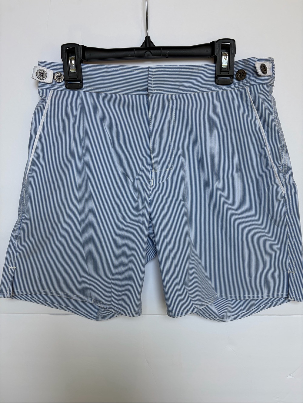 Parke & Ronen Men’s Blue White Stripe Swim Trunks Size 28 USA Made